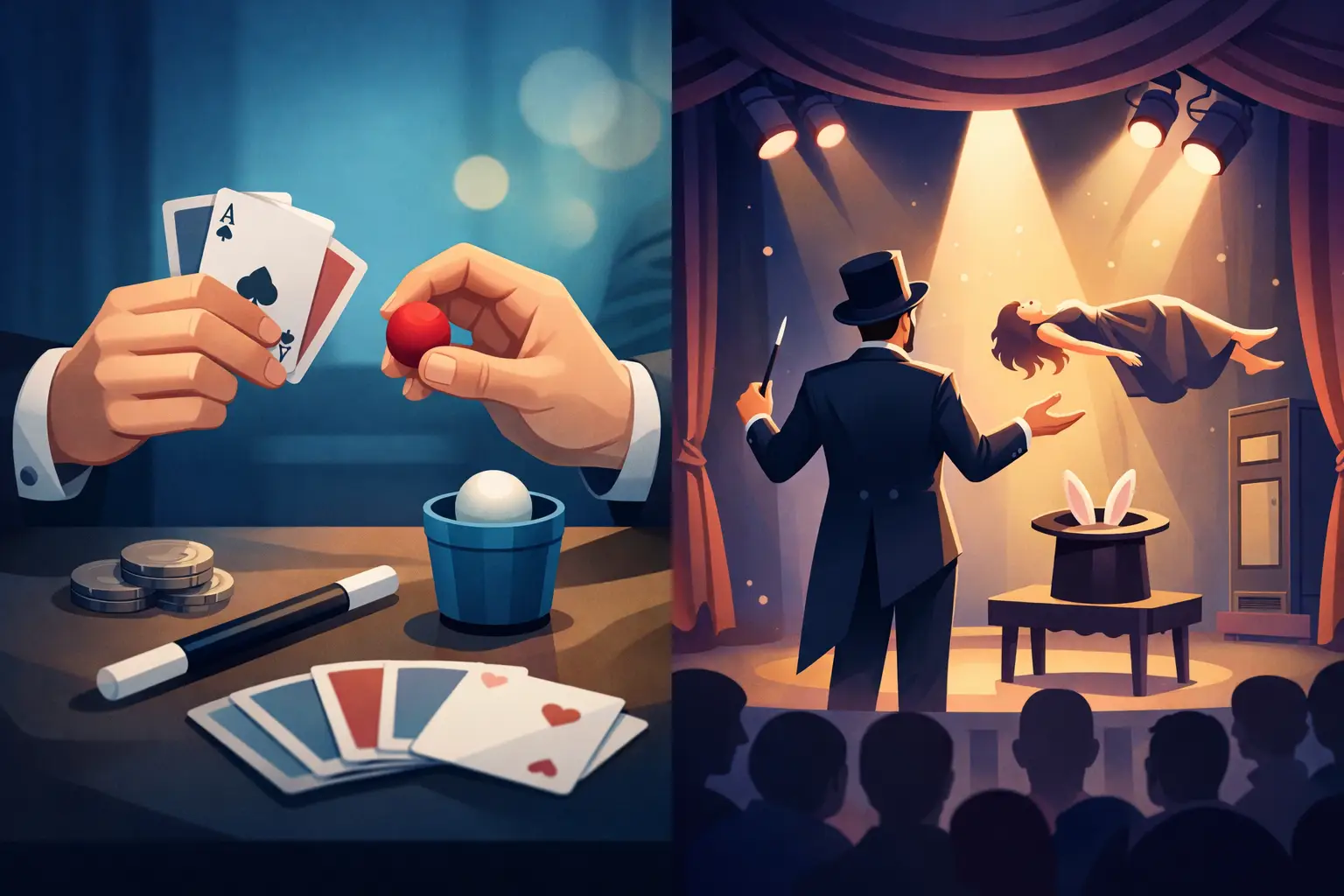 Magia de cerca vs escenario: ¿cuál elegir?